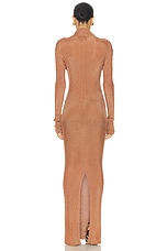 LaQuan Smith Long Sleeve Mock Neck Gown in Copper, view 3, click to view large image.