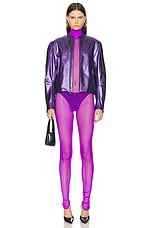 LaQuan Smith Bomber Jacket in Grape, view 5, click to view large image.