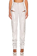 LaQuan Smith Hip Cut Out Moto Pant in White, view 1, click to view large image.