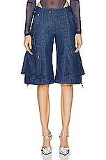 LaQuan Smith Wide Leg Utility Pant in Dark Blue Denim, view 2, click to view large image.