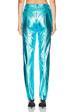 LaQuan Smith Tapered Zipper Detail Pant in Aqua, view 3, click to view large image.