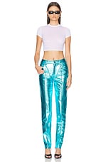 LaQuan Smith Tapered Zipper Detail Pant in Aqua, view 4, click to view large image.