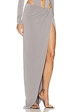 LaQuan Smith Maxi Drape Skirt in Grey, view 2, click to view large image.