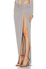 LaQuan Smith Maxi Drape Skirt in Grey, view 3, click to view large image.