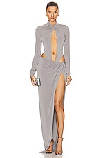 LaQuan Smith Maxi Drape Skirt in Grey, view 5, click to view large image.