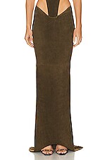 LaQuan Smith Maxi Skirt in Olive, view 1, click to view large image.