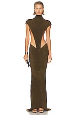 LaQuan Smith Maxi Skirt in Olive, view 4, click to view large image.