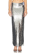LaQuan Smith Maxi Skirt in Silver, view 1, click to view large image.