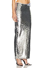 LaQuan Smith Maxi Skirt in Silver, view 2, click to view large image.