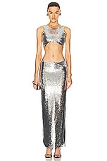 LaQuan Smith Maxi Skirt in Silver, view 5, click to view large image.