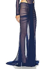 LaQuan Smith Maxi Skirt in Navy, view 2, click to view large image.