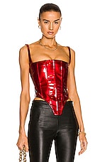 Distressed leather bustier in brown - La Quan Smith