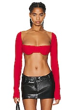 LaQuan Smith Ribbed Knit Bra Top in Cherry, view 1, click to view large image.