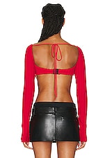 LaQuan Smith Ribbed Knit Bra Top in Cherry, view 3, click to view large image.