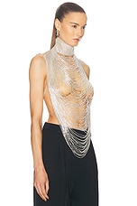 LaQuan Smith Cascading Embroidery Top in Silver, view 2, click to view large image.