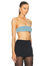 LaQuan Smith Bandeau Top in Blue, view 2, click to view large image.