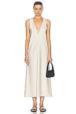 LESET Barb V Neck Slit Dress in Creme, view 1, click to view large image.
