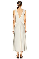 LESET Barb V Neck Slit Dress in Creme, view 3, click to view large image.