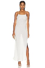 LESET Stella Square Neck Maxi Dress in White, view 1, click to view large image.