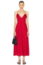 LESET Yoko V Midi Dress in Red, view 1, click to view large image.