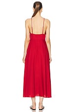 LESET Yoko V Midi Dress in Red, view 3, click to view large image.