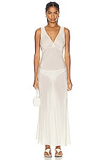 LESET Roma Deep V Slip Dress in Pearl, view 1, click to view large image.