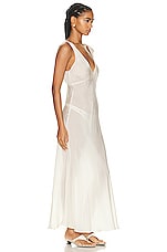LESET Roma Deep V Slip Dress in Pearl, view 2, click to view large image.