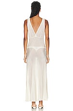 LESET Roma Deep V Slip Dress in Pearl, view 3, click to view large image.