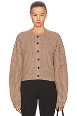 LESET Emma Rib Cardigan in Oatmeal, view 1, click to view large image.