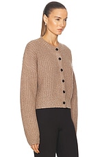 LESET Emma Rib Cardigan in Oatmeal, view 2, click to view large image.