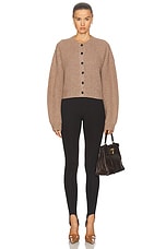 LESET Emma Rib Cardigan in Oatmeal, view 4, click to view large image.