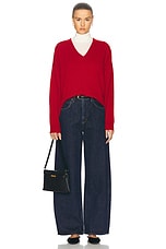 LESET Zoe V Neck Sweater in Brick, view 4, click to view large image.