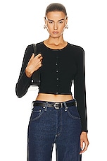 LESET Lauren Crop Cardigan in Black, view 1, click to view large image.