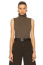LESET Zoe Sleeveless Turtleneck Sweater in Soil, view 1, click to view large image.