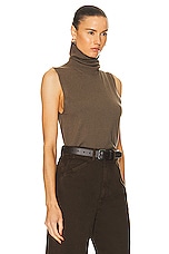 LESET Zoe Sleeveless Turtleneck Sweater in Soil, view 2, click to view large image.