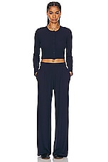 LESET Lauren Pleated Pocket Pant in Navy, view 4, click to view large image.