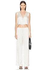 LESET Barb Wide Leg Pant in Creme, view 4, click to view large image.