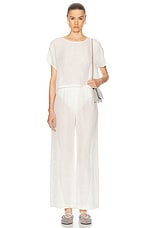 LESET Stella Wide Leg Pant in White, view 4, click to view large image.