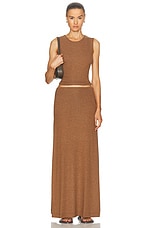 LESET Lauren High Waist Maxi Skirt in Squirrel, view 5, click to view large image.