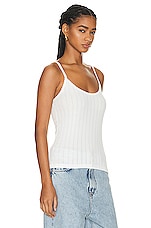 LESET Pointelle Classic Tank Top in White, view 2, click to view large image.