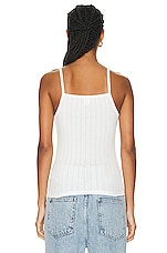 LESET Pointelle Classic Tank Top in White, view 3, click to view large image.