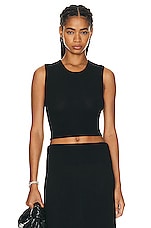 LESET Lauren Sleeveless Crewneck Top in Black, view 1, click to view large image.