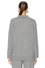 LESET James V Neck Polo Top in Grey, view 3, click to view large image.