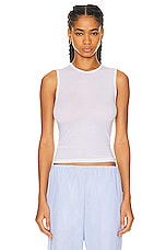 LESET Julien Sleeveless Crew Top in White, view 1, click to view large image.