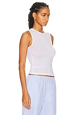 LESET Julien Sleeveless Crew Top in White, view 2, click to view large image.