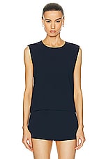 LESET Arielle Sleeveless Crew Top in Royal Navy, view 1, click to view large image.