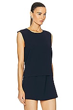 LESET Arielle Sleeveless Crew Top in Royal Navy, view 2, click to view large image.