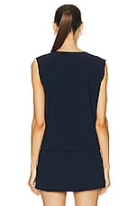 LESET Arielle Sleeveless Crew Top in Royal Navy, view 3, click to view large image.
