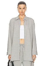 LESET Jane Oversized Button Down Top in Light Grey, view 1, click to view large image.