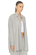 LESET Jane Oversized Button Down Top in Light Grey, view 2, click to view large image.